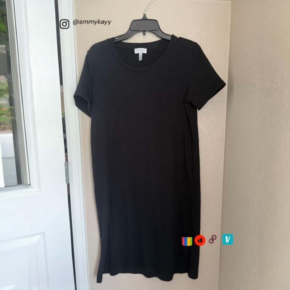 Jessica Simpson Black Midi Dress Short Sleeve Size M